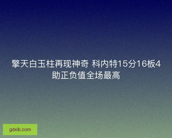 擎天白玉柱再现神奇 科内特15分16板4助正负值全场最高