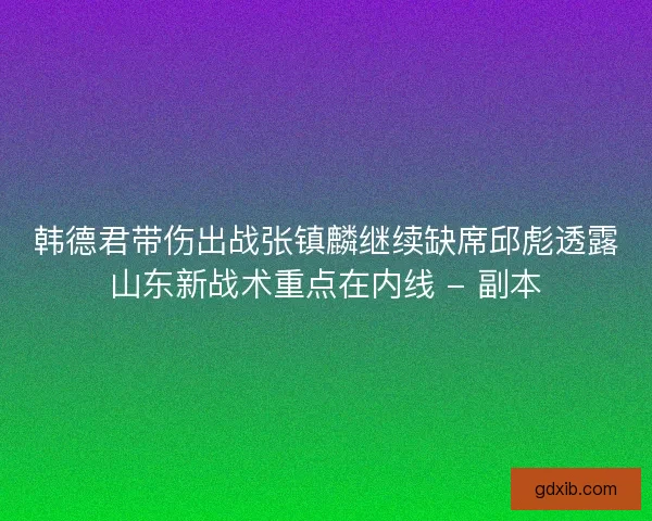 韩德君带伤出战张镇麟继续缺席邱彪透露山东新战术重点在内线 - 副本