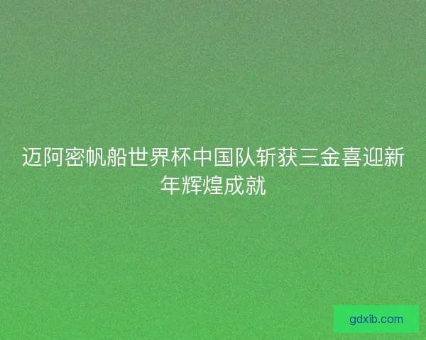 迈阿密帆船世界杯中国队斩获三金喜迎新年辉煌成就