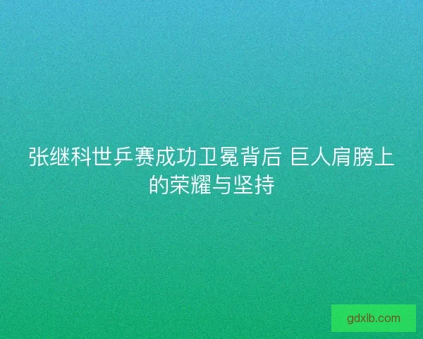 张继科世乒赛成功卫冕背后 巨人肩膀上的荣耀与坚持