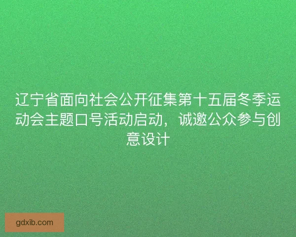 辽宁省面向社会公开征集第十五届冬季运动会主题口号活动启动，诚邀公众参与创意设计