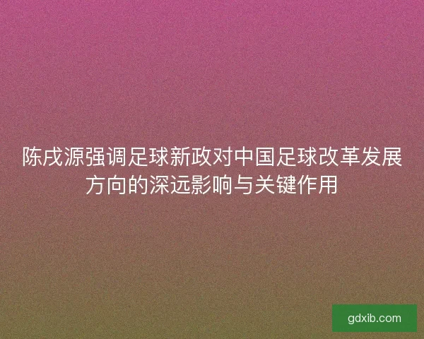 陈戌源强调足球新政对中国足球改革发展方向的深远影响与关键作用