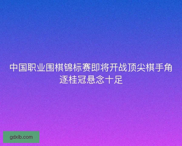 中国职业围棋锦标赛即将开战顶尖棋手角逐桂冠悬念十足