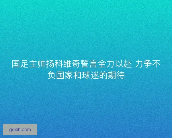 国足主帅扬科维奇誓言全力以赴 力争不负国家和球迷的期待