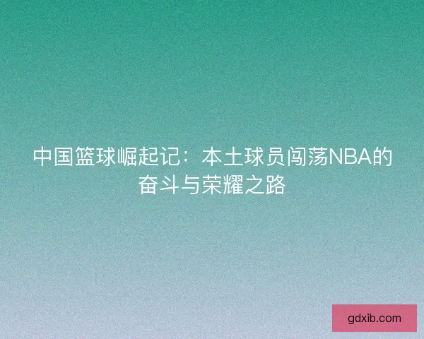 中国篮球崛起记：本土球员闯荡NBA的奋斗与荣耀之路