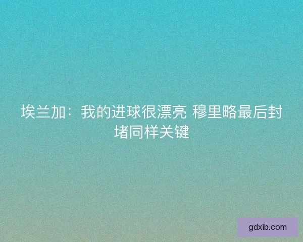 埃兰加：我的进球很漂亮 穆里略最后封堵同样关键