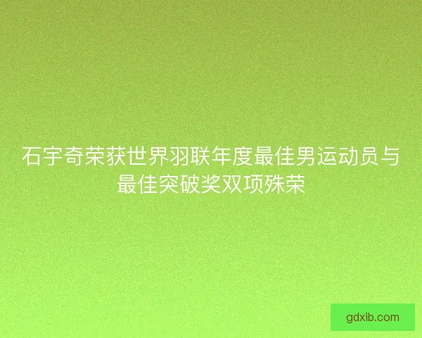 石宇奇荣获世界羽联年度最佳男运动员与最佳突破奖双项殊荣
